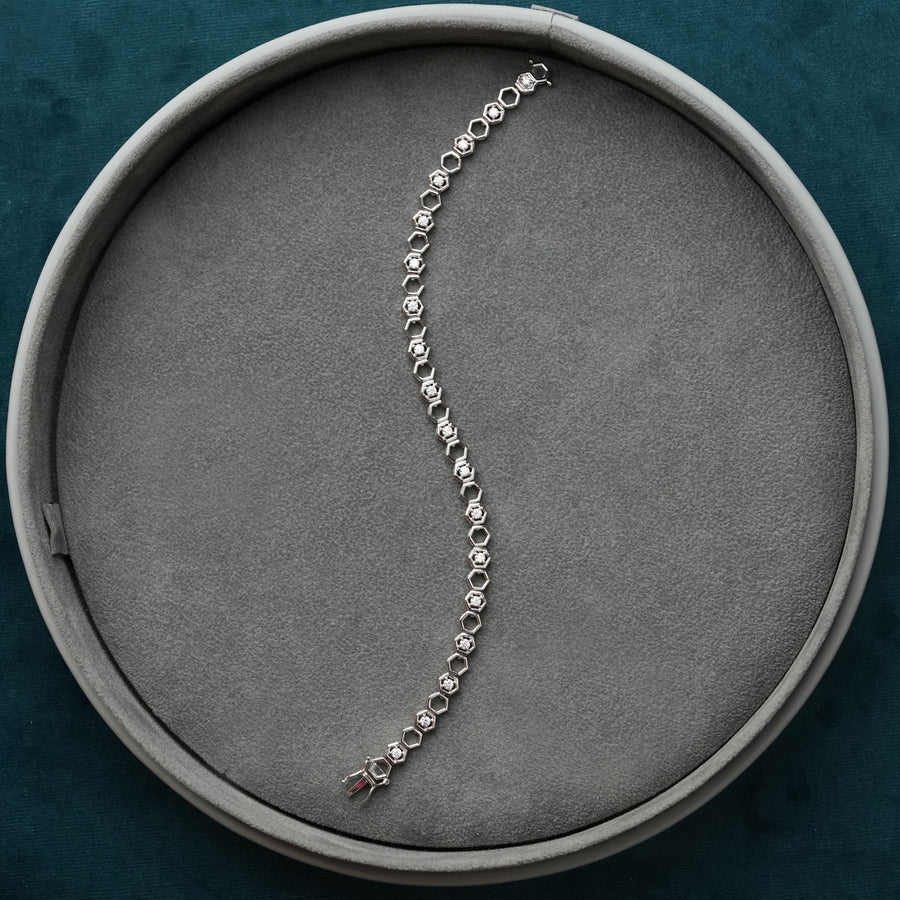 Hexa - Hexagon Lab Grown Diamond Tennis Bracelet in 18ct Gold