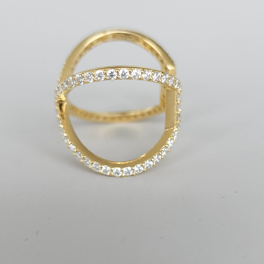 Doppio Fascino - 18K Gold Lab Grown Diamonds Pave Statement Ring