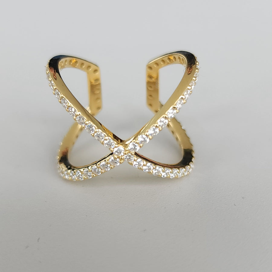 Doppio Fascino - 18K Gold Lab Grown Diamonds Pave Statement Ring