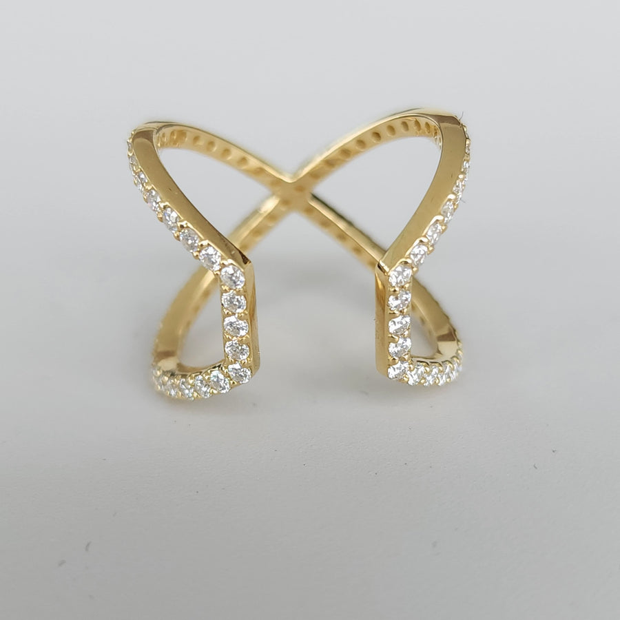 Doppio Fascino - 18K Gold Lab Grown Diamonds Pave Statement Ring