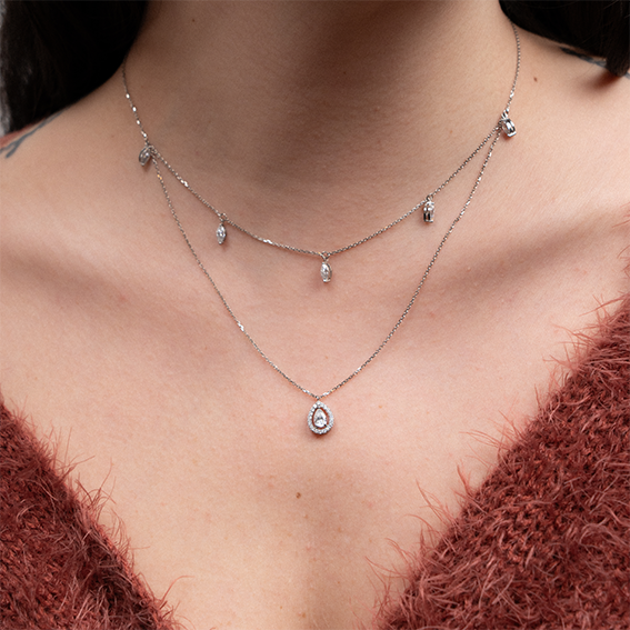 Viva - Two-tier Stacked Lab Grown Diamonds 18ct Gold Necklace