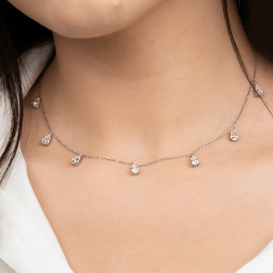Festa - Necklace with Pear Shaped Lab Grown Diamonds in 18ct Gold Necklace