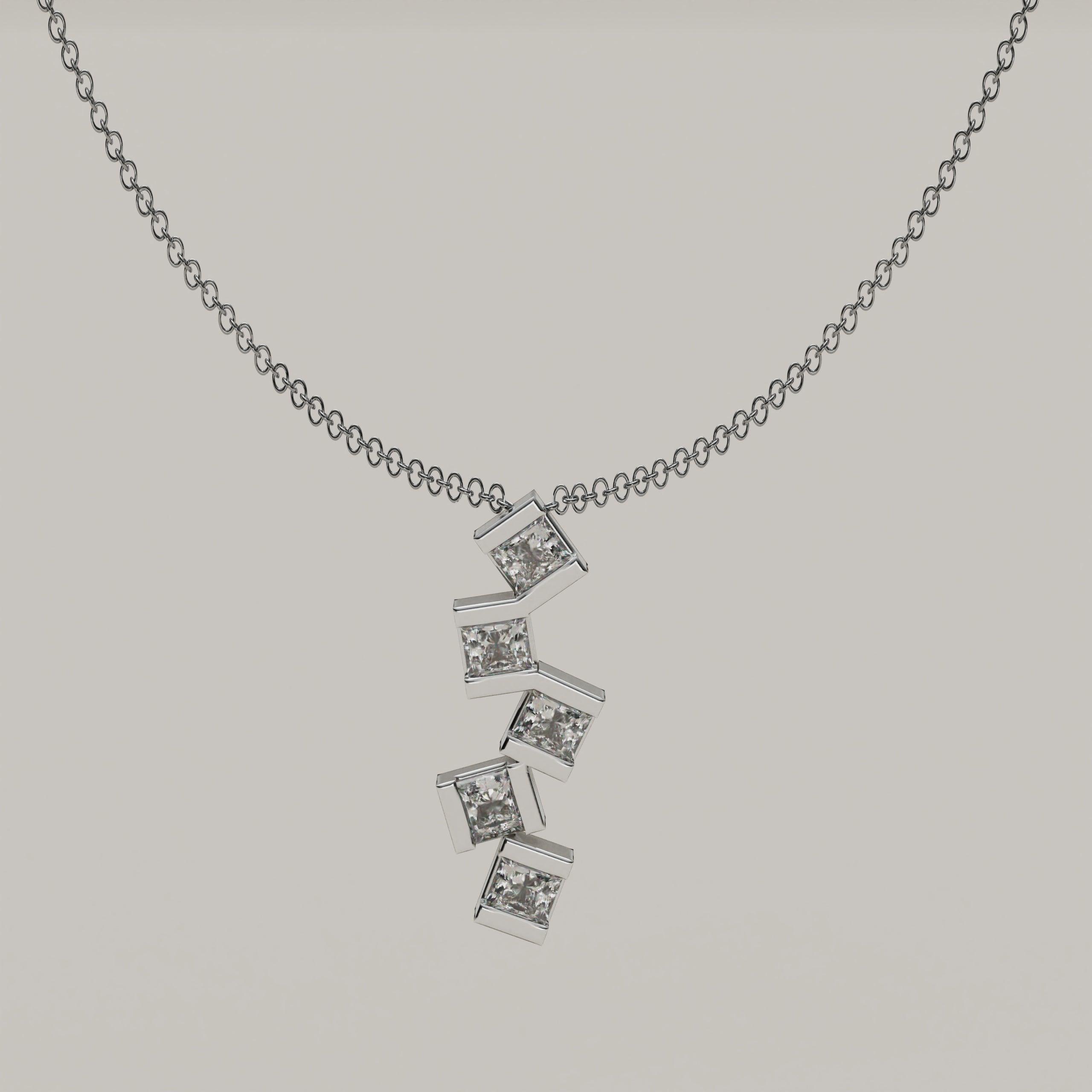 Cubo - Cascading Lab Grown Diamonds Necklace 18ct Gold
