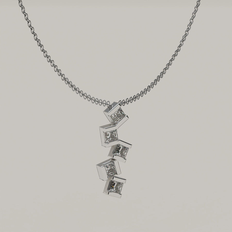 Cubo - Cascading Lab Grown Diamonds Necklace 18ct Gold