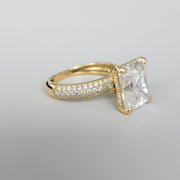 Promessa Scintillante - 18K Gold Lab Grown Diamonds Pave Eternity Solitaire Engagement Ring