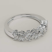 La Signora - Cluster Half Eternity Moissanite Gems in 18ct Gold Ring - Vucceli