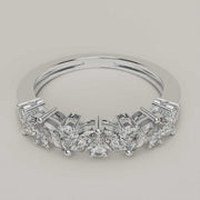 La Signora - Cluster Half Eternity Moissanite Gems in 18ct Gold Ring - Vucceli