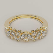 La Signora - Cluster Half Eternity Moissanite Gems in 18ct Gold Ring - Vucceli