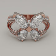 Ondina - Butterfly-shaped Brilliant Moissanite 18ct Gold Ring - Vucceli