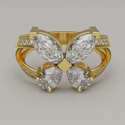 Ondina - Butterfly-shaped Brilliant Moissanite 18ct Gold Ring - Vucceli