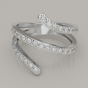 Ondulato - Curved 18ct Gold Ring with Vucceli Moissanite Gems - Vucceli