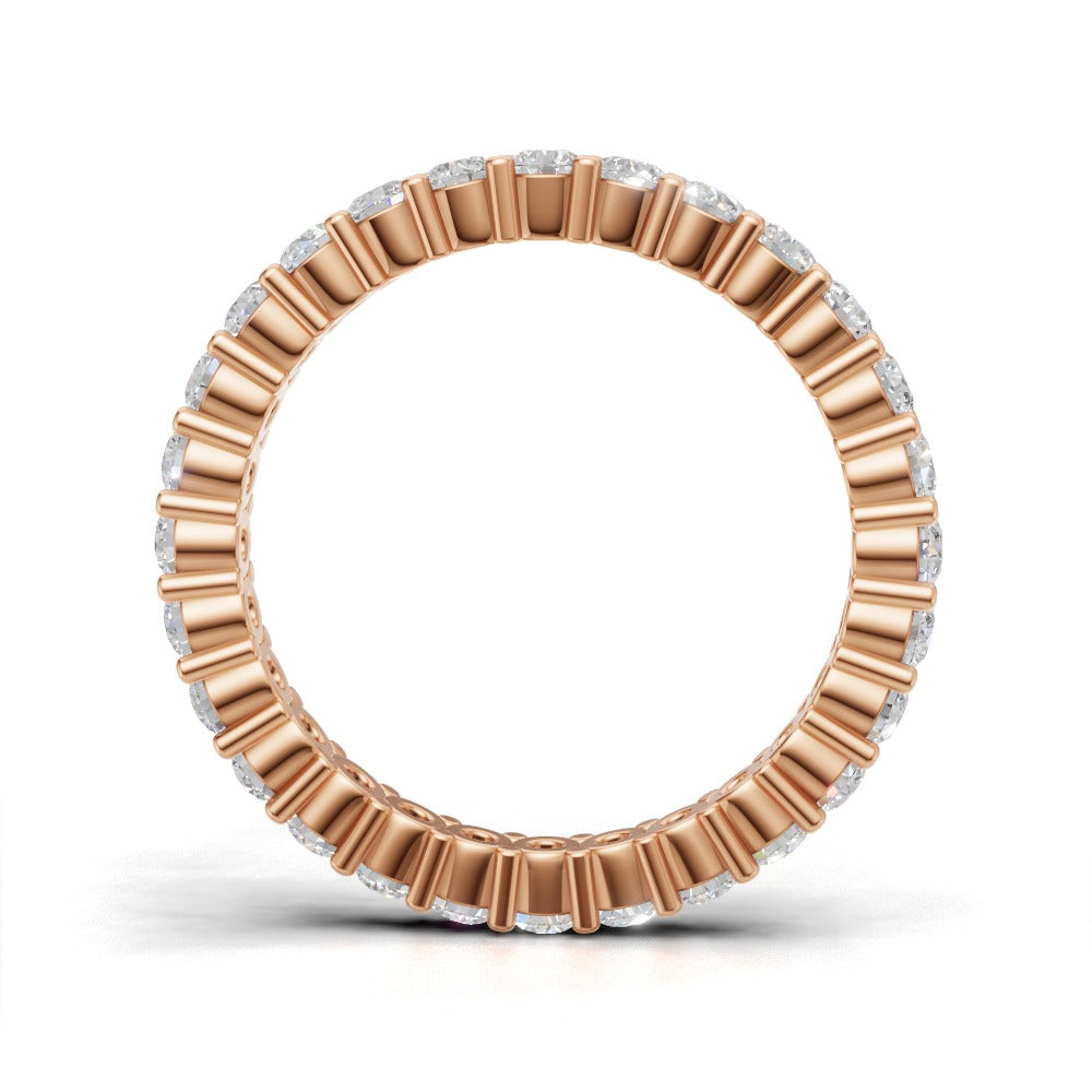 Full Eternity Basket 2.2mm lab grown diamond wedding band, 18K rose gold - see through