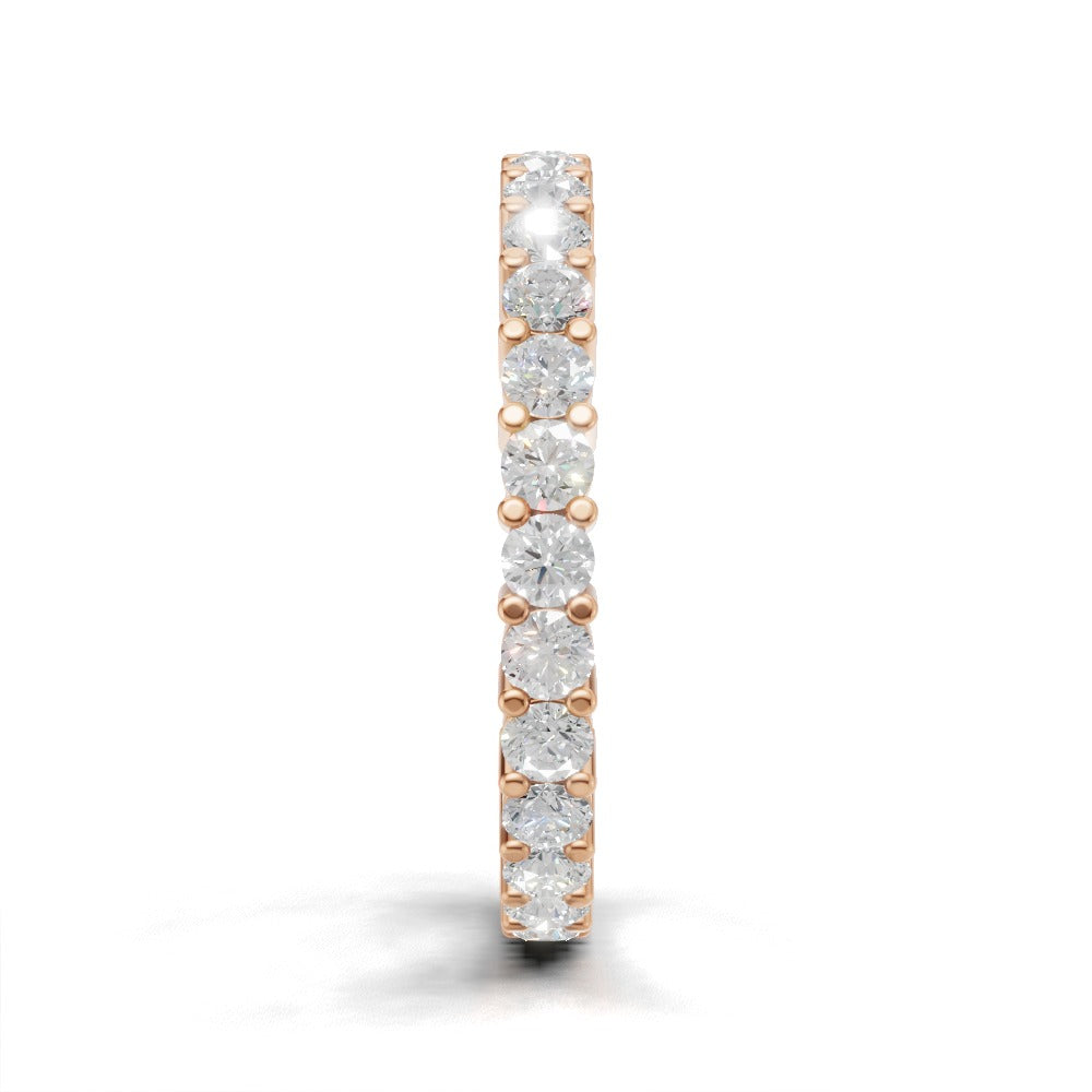 Full Eternity Basket 2.2mm lab grown diamond wedding band, 18K rose gold - side view