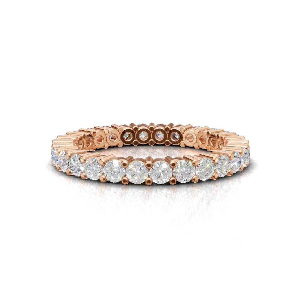 Full Eternity Basket 2.2mm lab grown diamond wedding band, 18K rose gold - view 4