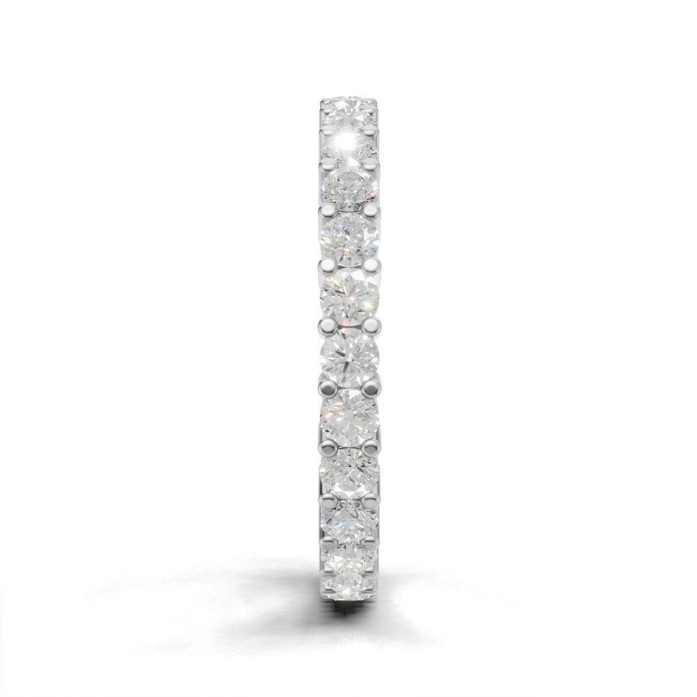 Full Eternity Basket 2.2mm lab grown diamond wedding band, 18K white gold - side view