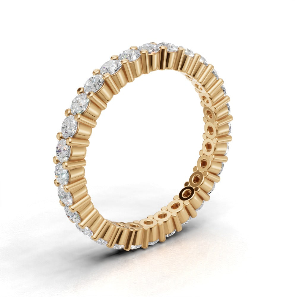 Full Eternity Basket 2.2mm lab grown diamond wedding band, 18K yellow gold - ne