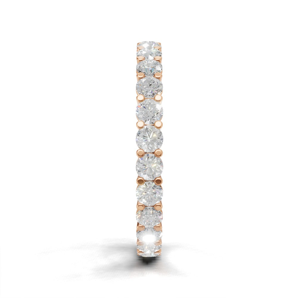 Full Eternity Basket 2.5mm lab grown diamond wedding band, 18K rose gold - side view