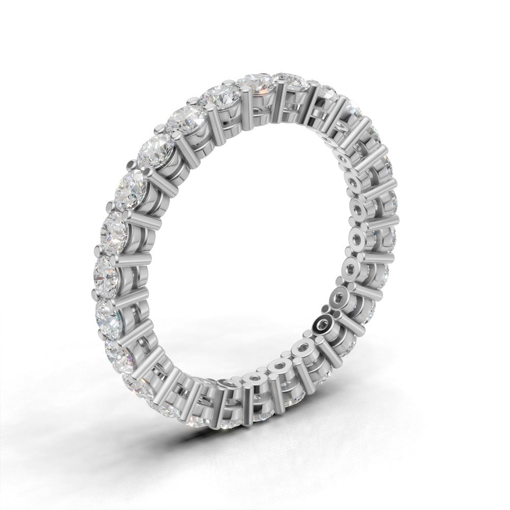 Full Eternity Basket 2.5mm lab grown diamond wedding band, 18K white gold - ne