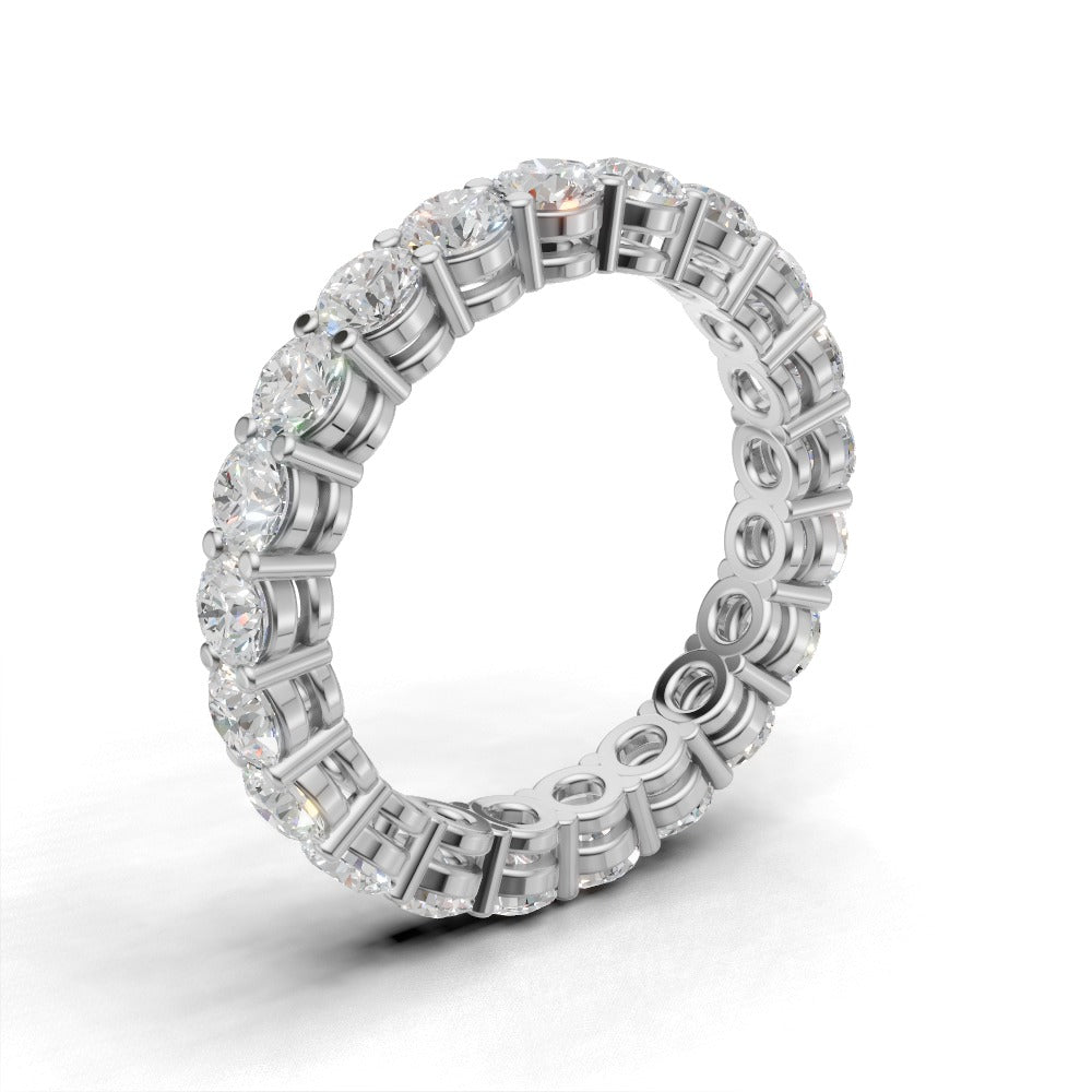 Full Eternity Basket 3.2mm lab grown diamond wedding band, 18K white gold - ne