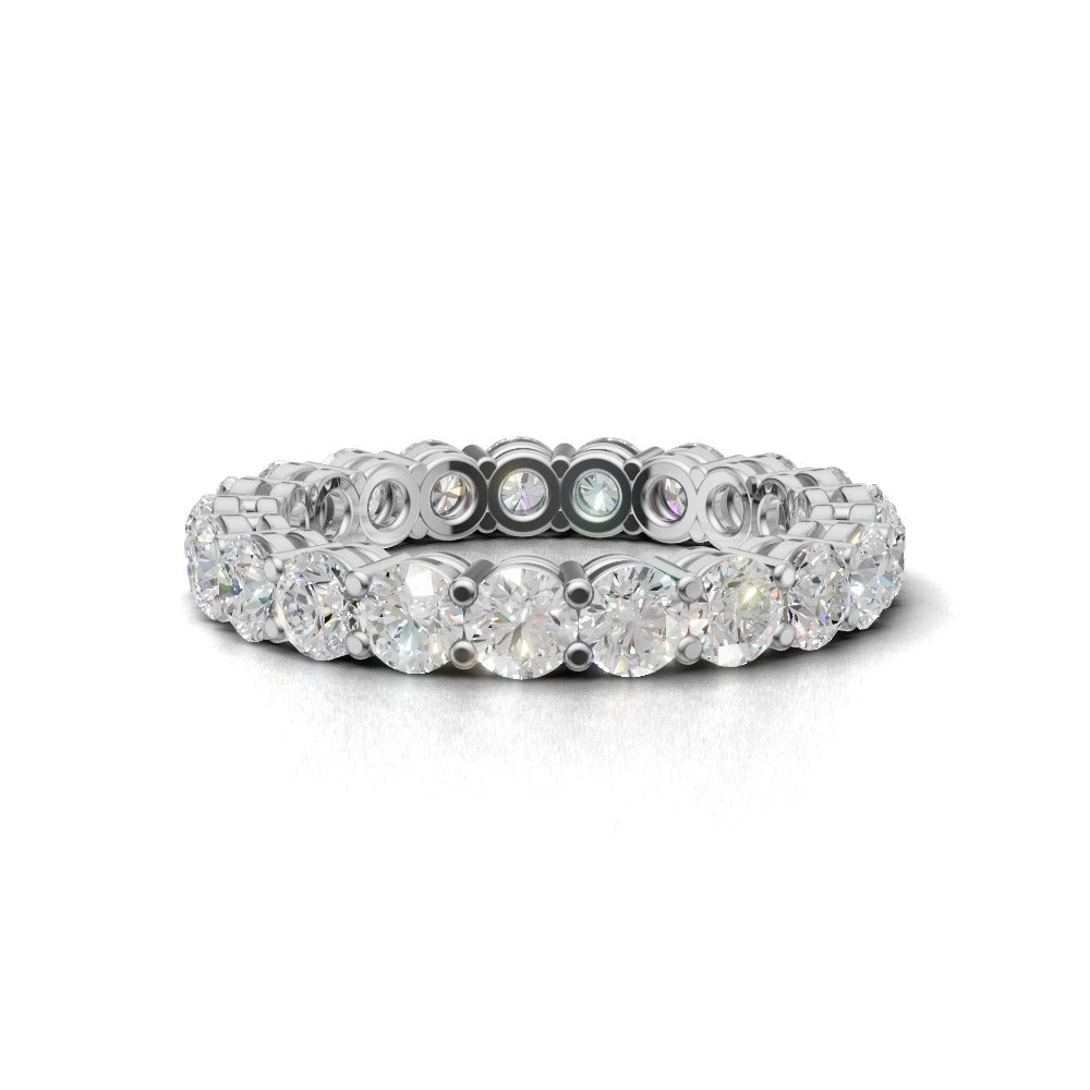 Full Eternity Basket 3.2mm lab grown diamond wedding band, 18K white gold - view 4
