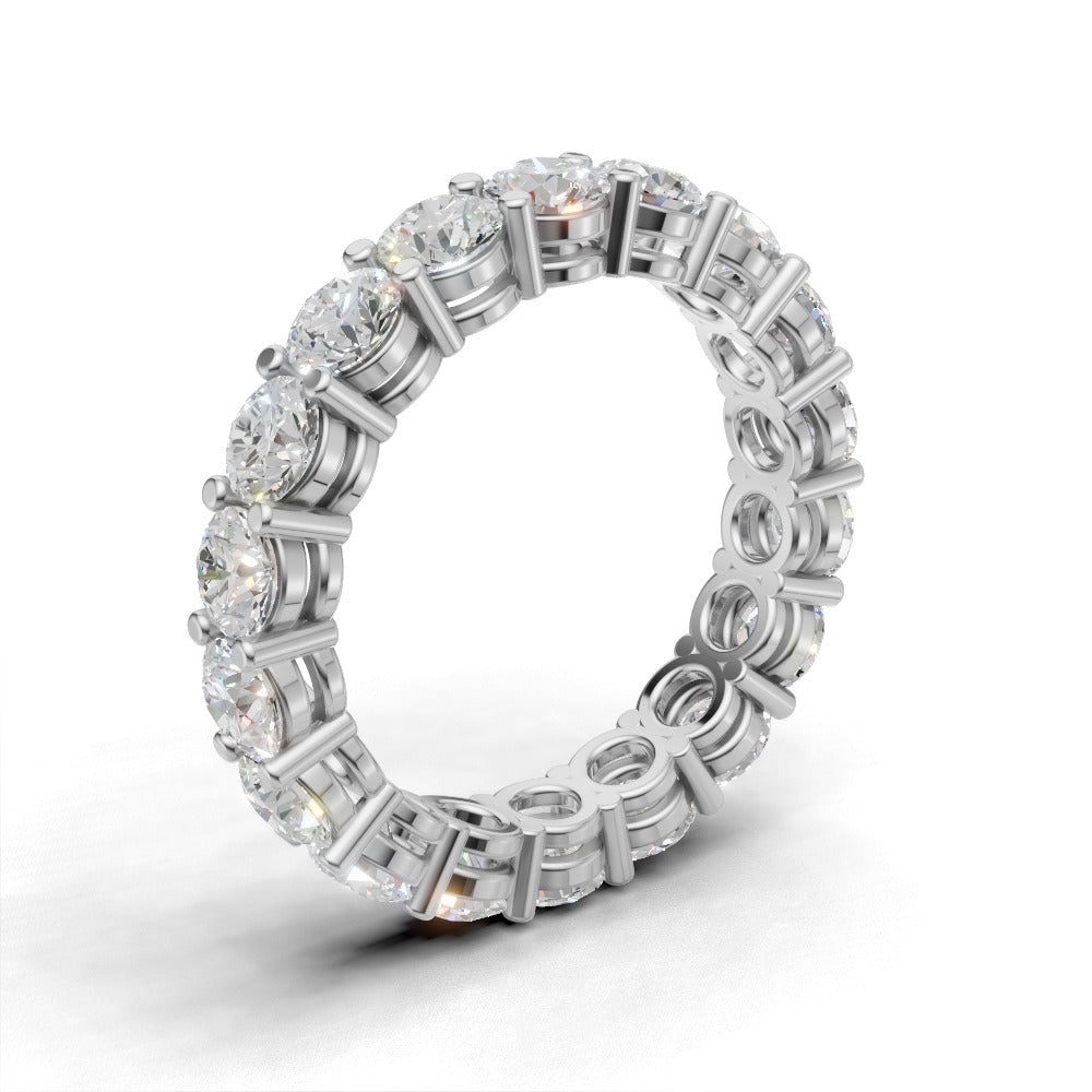 Full Eternity Basket 3.5mm lab grown diamond wedding band, 18K white gold - ne