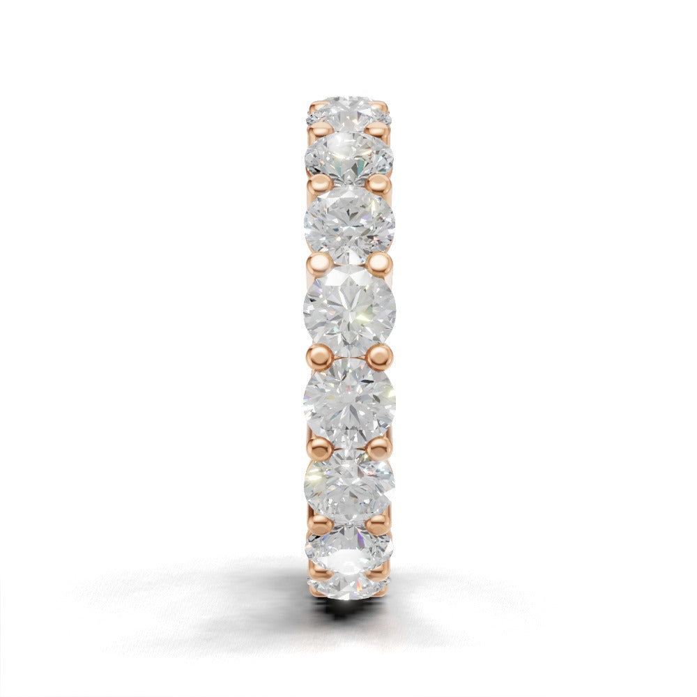 Full Eternity Basket 3.8mm lab grown diamond wedding band, 18K rose gold - side view