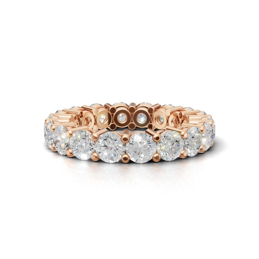 Full Eternity Basket 3.8mm lab grown diamond wedding band, 18K rose gold - view 4