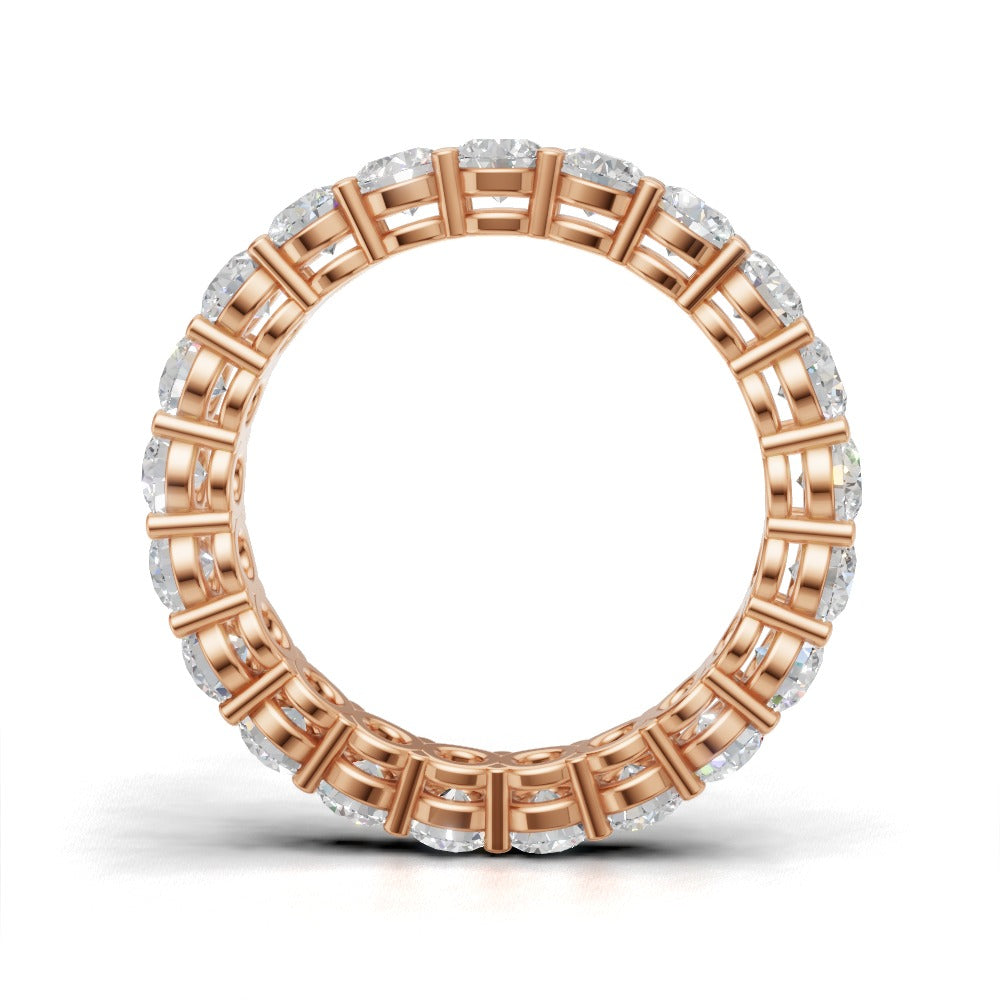 Full Eternity Basket 3mm lab grown diamond wedding band, 18K rose gold - see through