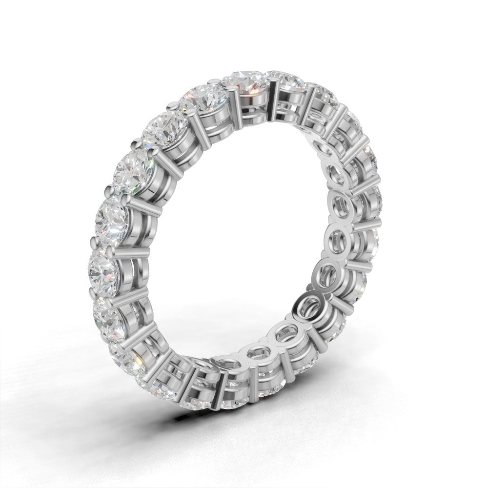 Full Eternity Basket 3mm lab grown diamond wedding band, 18K white gold - ne