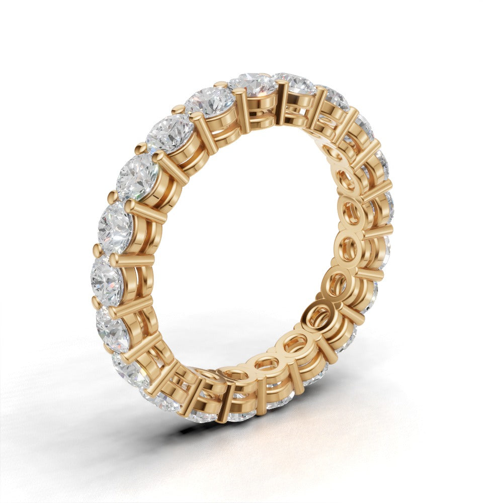 Full Eternity Basket 3mm lab grown diamond wedding band, 18K yellow gold - ne