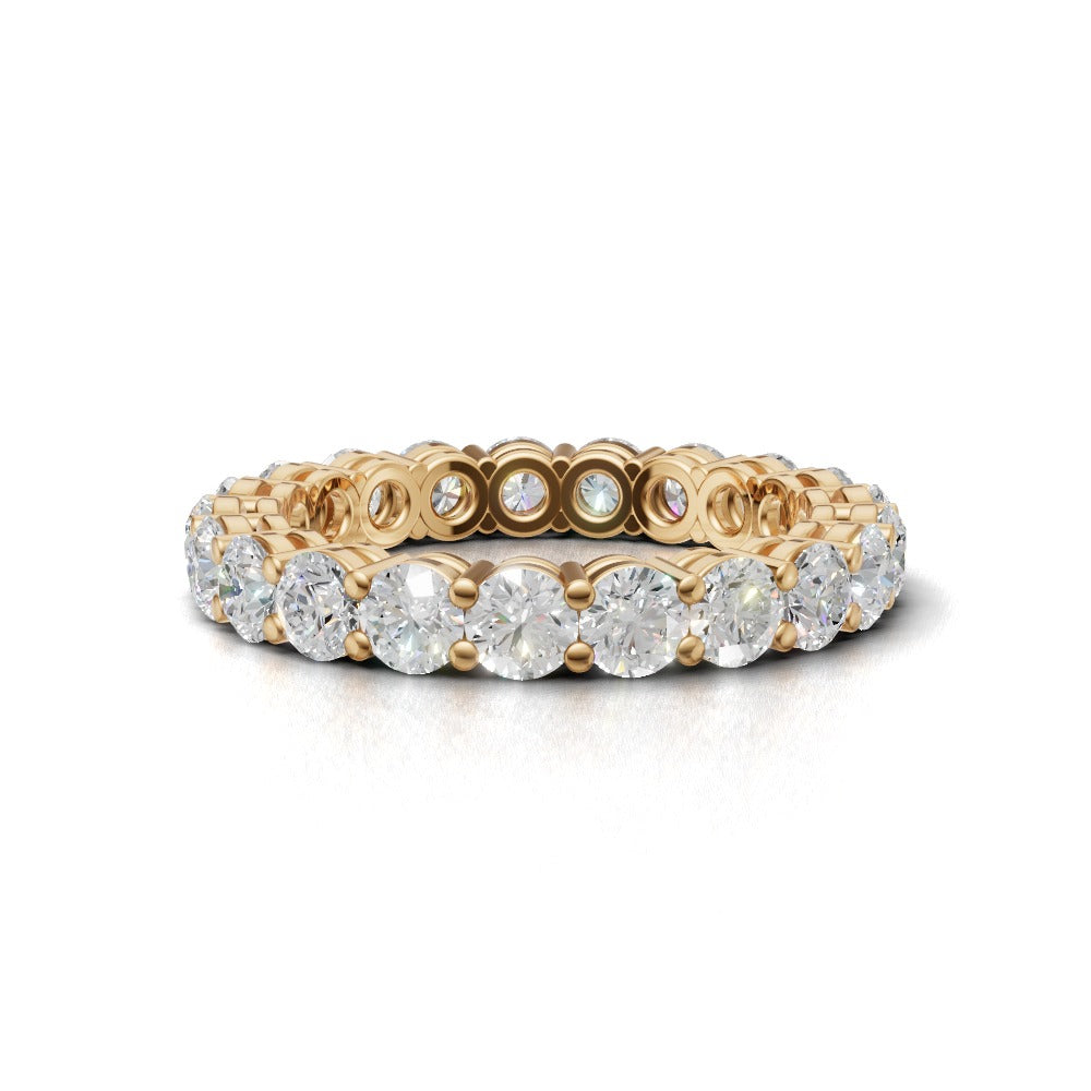 Full Eternity Basket 3mm lab grown diamond wedding band, 18K yellow gold - view 4