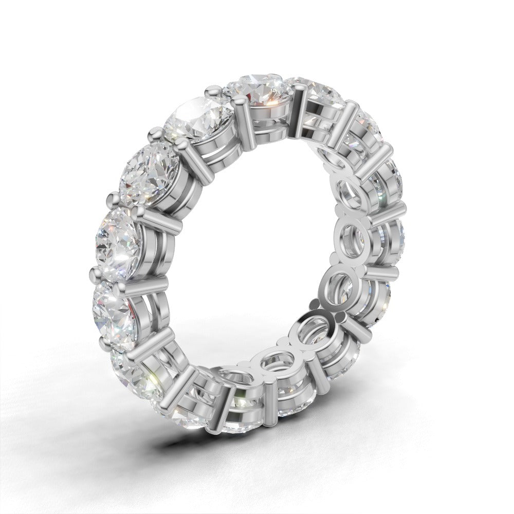 Full Eternity Basket 4.5mm lab grown diamond wedding band, 18K white gold - ne