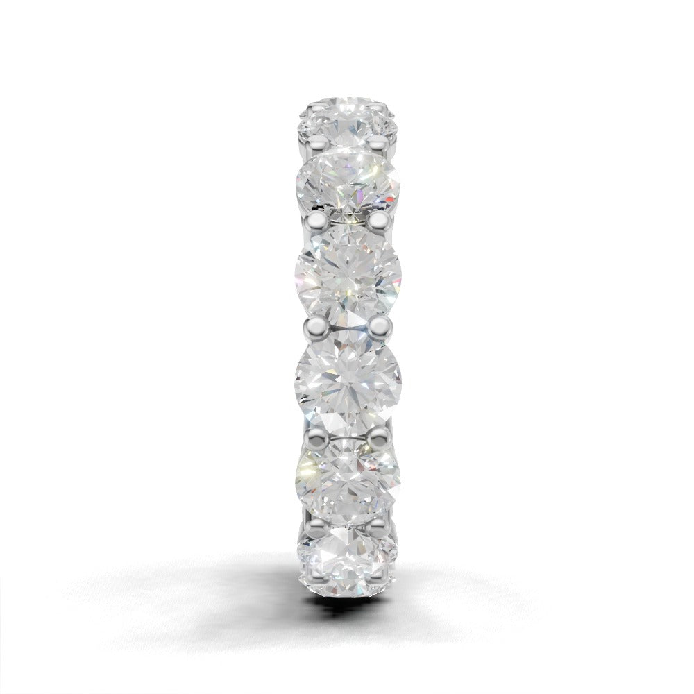 Full Eternity Basket 4.5mm lab grown diamond wedding band, 18K white gold - side view