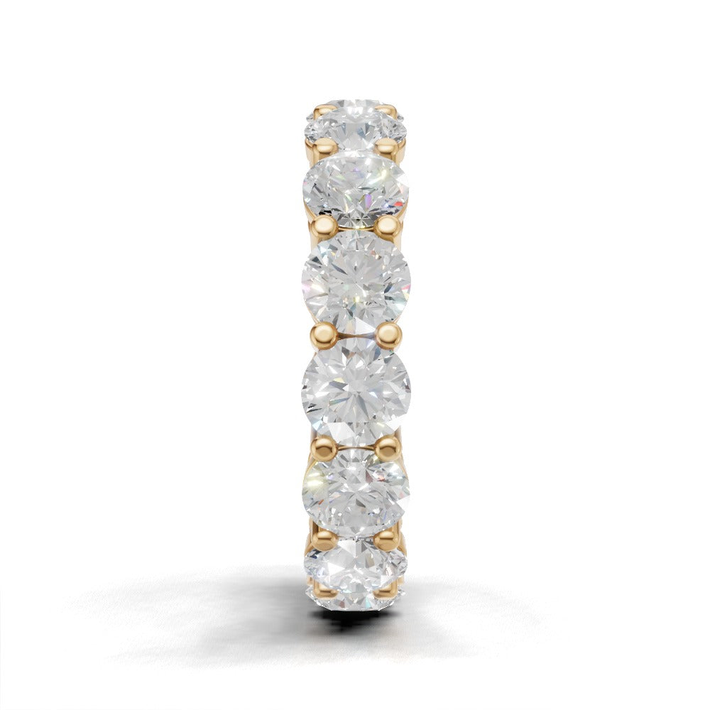 Full Eternity Basket 4.5mm lab grown diamond wedding band, 18K yellow gold - side view