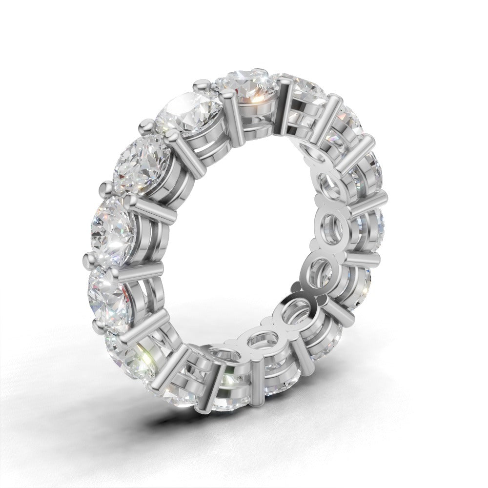 Full Eternity Basket 4.7mm lab grown diamond wedding band, 18K white gold - ne