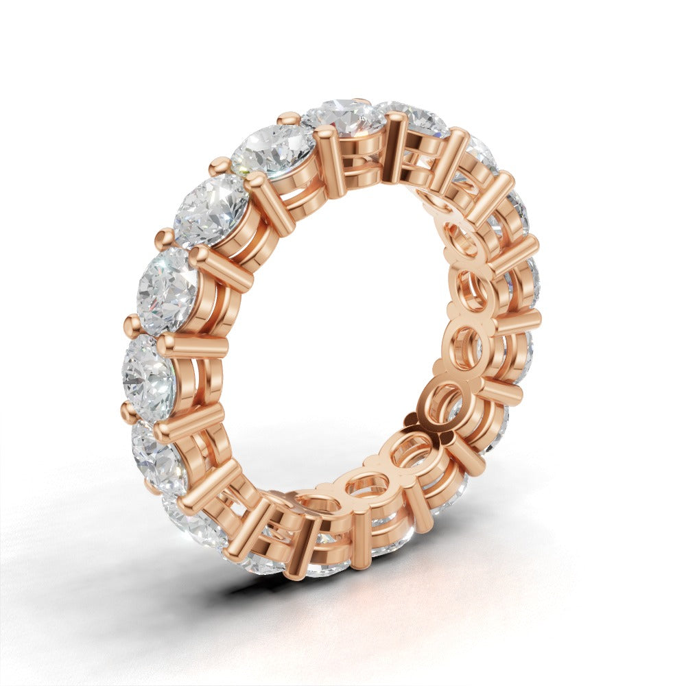 Full Eternity Basket 4mm lab grown diamond wedding band, 18K rose gold - ne
