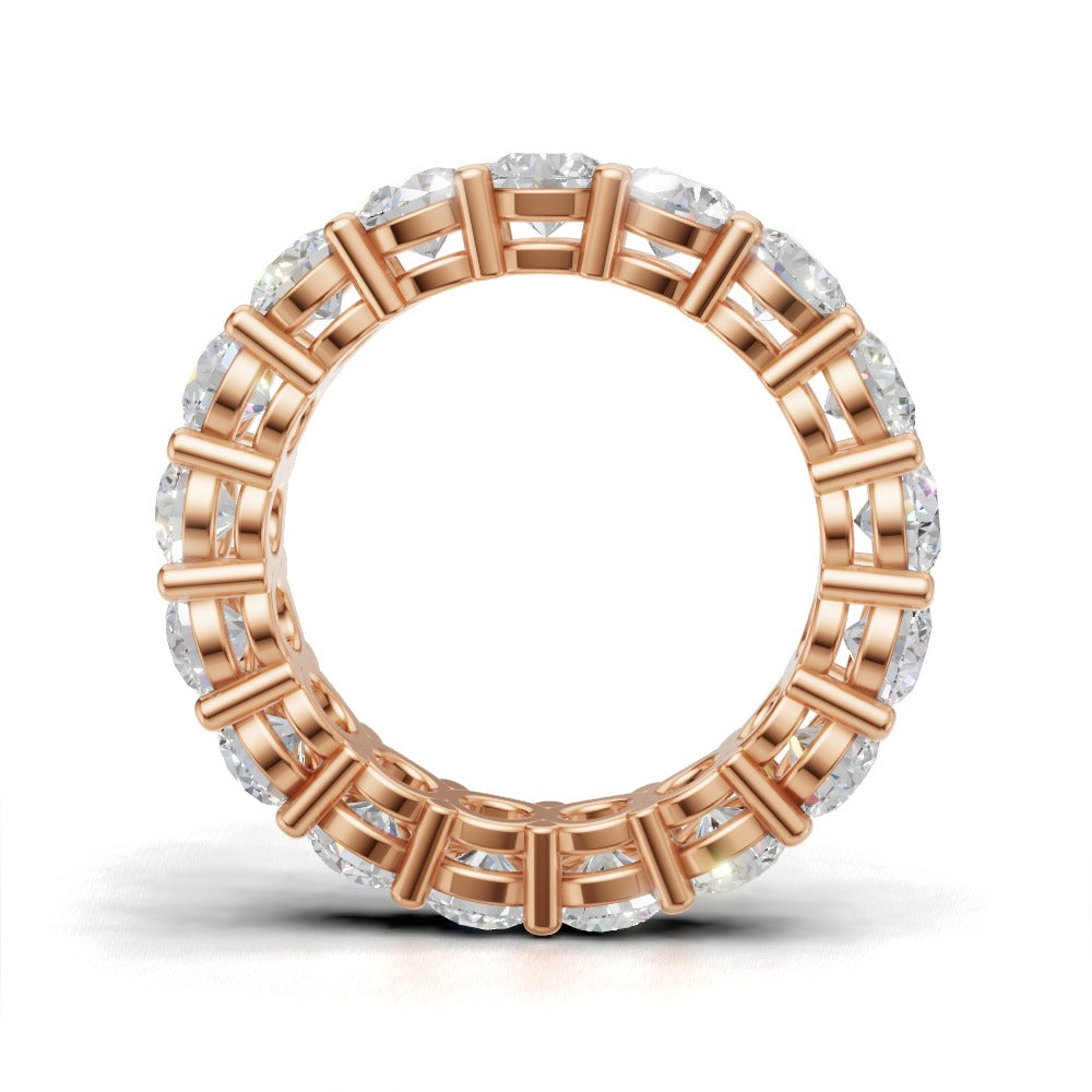 Full Eternity Basket 4mm lab grown diamond wedding band, 18K rose gold - see through