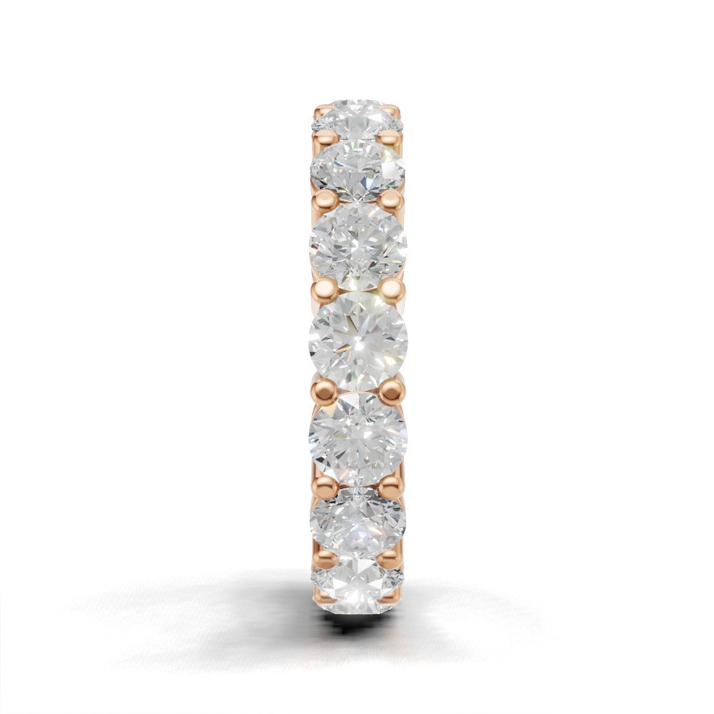 Full Eternity Basket 4mm lab grown diamond wedding band, 18K rose gold - side view