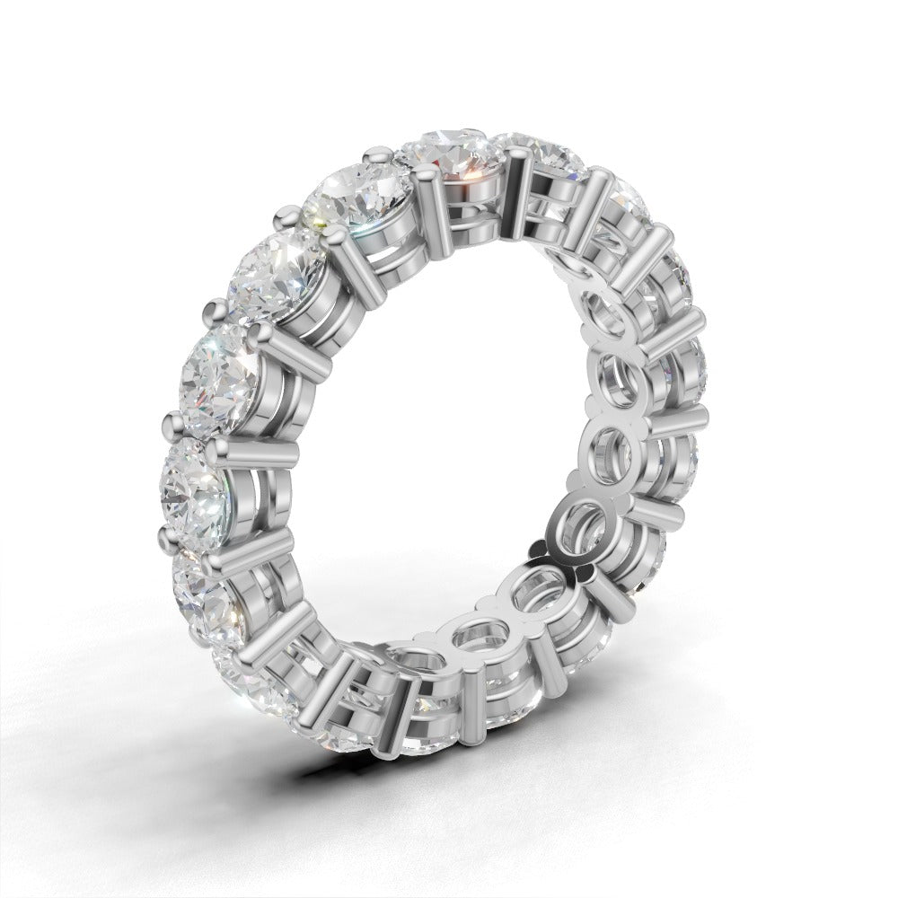 Full Eternity Basket 4mm lab grown diamond wedding band, 18K white gold - ne