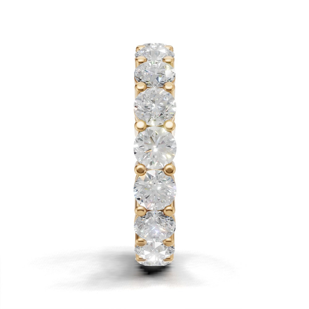 Full Eternity Basket 4mm lab grown diamond wedding band, 18K yellow gold - side view