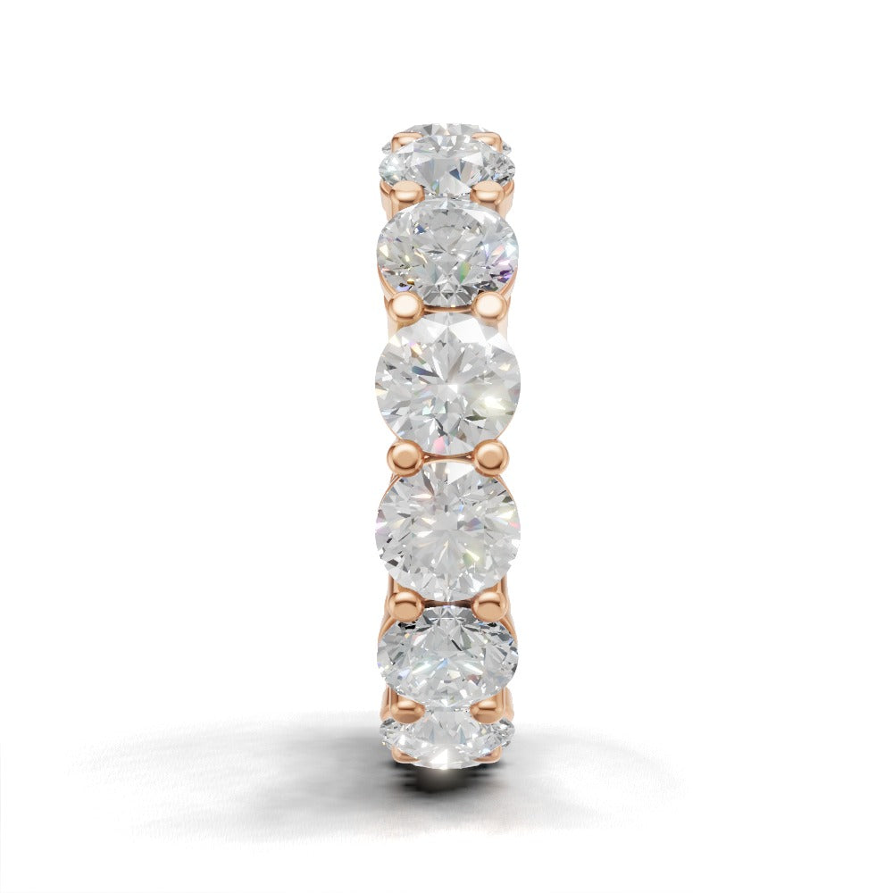 Full Eternity Basket 5mm lab grown diamond wedding band, 18K rose gold - side view