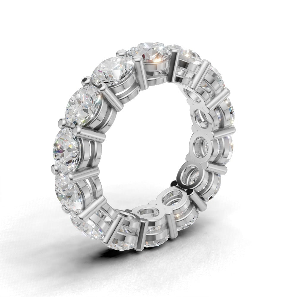 Full Eternity Basket 5mm lab grown diamond wedding band, 18K white gold - ne