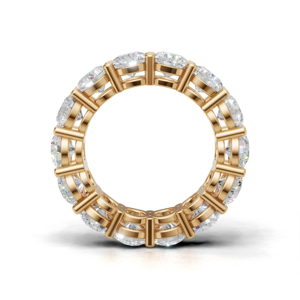 Full Eternity Basket 5mm lab grown diamond wedding band, 18K yellow gold - see through