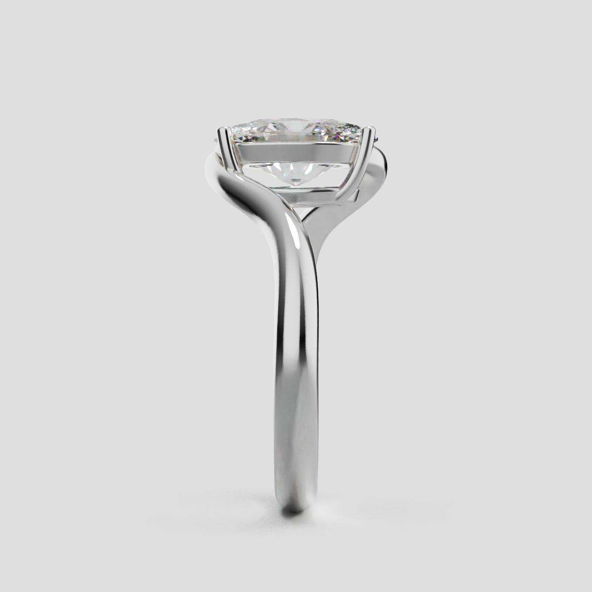 Meandro, 1.5ct oval lab grown diamond engagement ring, Bypass, 18K white gold - side view