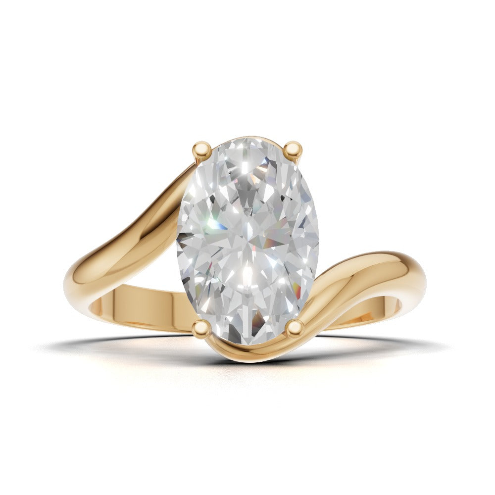 Meandro, 1.5ct oval lab grown diamond engagement ring, Bypass, 18K yellow gold - view 4