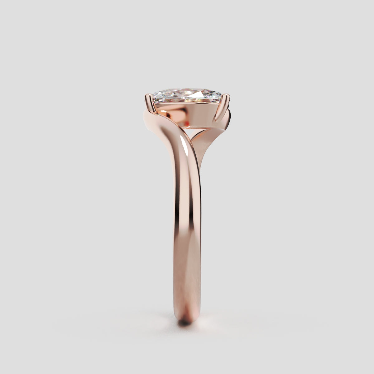 Meandro, 1ct oval lab grown diamond engagement ring, Bypass, 18K rose gold - side view
