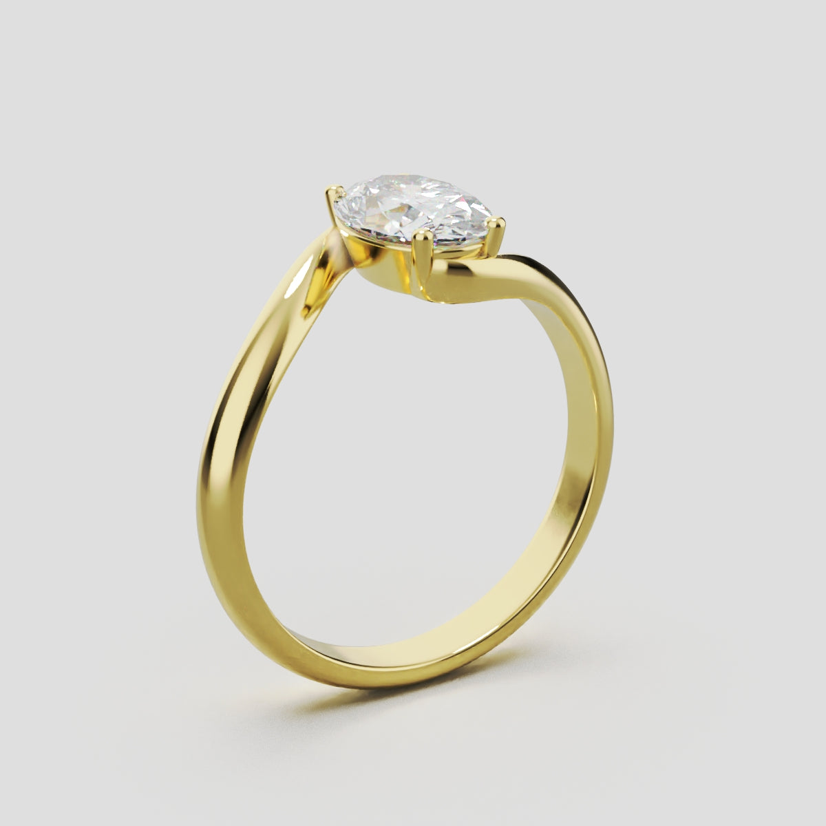 Meandro, 1ct oval lab grown diamond engagement ring, Bypass, 18K yellow gold - ne