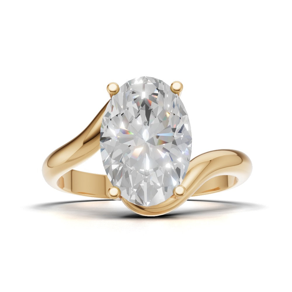 Meandro, 2ct oval lab grown diamond engagement ring, Bypass, 18K yellow gold - view 4