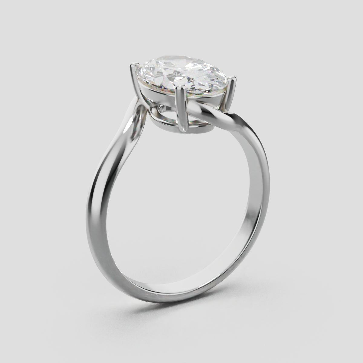 Meandro, 2ct oval lab grown diamond engagement ring, Bypass, 18K white gold - ne