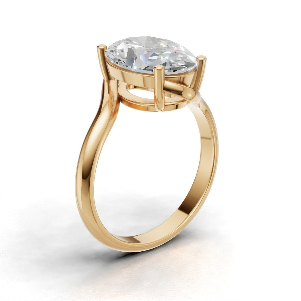 Meandro, 3ct oval lab grown diamond engagement ring, Bypass, 18K yellow gold - ne